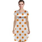 Polka Dots - Orange on White Cap Sleeve Nightdress