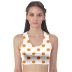 Polka Dots - Orange on White Women s Sports Bra