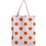 Polka Dots - Orange on White Zipper Classic Tote Bag
