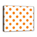 Polka Dots - Orange on White Deluxe Canvas 20  x 16  (Stretched)