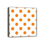 Polka Dots - Orange on White Mini Canvas 4  x 4  (Stretched)