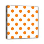 Polka Dots - Orange on White Mini Canvas 6  x 6  (Stretched)