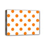 Polka Dots - Orange on White Mini Canvas 7  x 5  (Stretched)