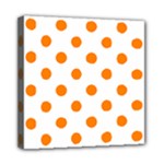 Polka Dots - Orange on White Mini Canvas 8  x 8  (Stretched)