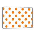 Polka Dots - Orange on White Canvas 18  x 12  (Stretched)