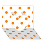 Polka Dots - Orange on White Heart 3D Greeting Card (7x5)