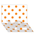 Polka Dots - Orange on White LOVE Bottom 3D Greeting Card (7x5)