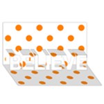 Polka Dots - Orange on White BELIEVE 3D Greeting Card (8x4)