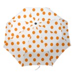 Polka Dots - Orange on White Folding Umbrella