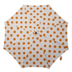 Polka Dots - Orange on White Hook Handle Umbrella (Small)