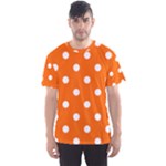 Polka Dots - White on Safety Orange Men s Sport Mesh Tee