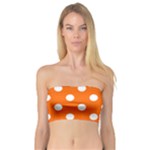 Polka Dots - White on Safety Orange Bandeau Top