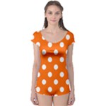Polka Dots - White on Safety Orange Boyleg Leotard (Ladies)