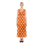 Polka Dots - White on Safety Orange Full Print Maxi Dress