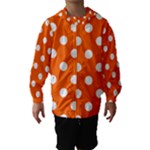 Polka Dots - White on Safety Orange Hooded Wind Breaker (Kids)