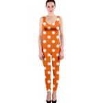 Polka Dots - White on Safety Orange OnePiece Catsuit
