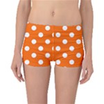 Polka Dots - White on Safety Orange Boyleg Bikini Bottoms