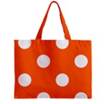Polka Dots - White on Safety Orange Zipper Mini Tote Bag