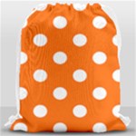 Polka Dots - White on Safety Orange Drawstring Bag (Large)