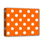 Polka Dots - White on Safety Orange Deluxe Canvas 14  x 11  (Stretched)