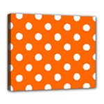 Polka Dots - White on Safety Orange Deluxe Canvas 24  x 20  (Stretched)