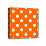 Polka Dots - White on Safety Orange Mini Canvas 4  x 4  (Stretched)