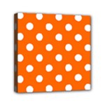 Polka Dots - White on Safety Orange Mini Canvas 6  x 6  (Stretched)