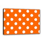 Polka Dots - White on Safety Orange Canvas 18  x 12  (Stretched)