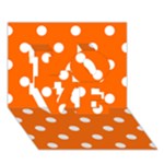 Polka Dots - White on Safety Orange LOVE 3D Greeting Card (7x5)