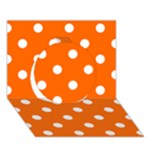 Polka Dots - White on Safety Orange Circle 3D Greeting Card (7x5)