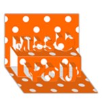 Polka Dots - White on Safety Orange Miss You 3D Greeting Card (7x5)