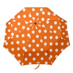 Polka Dots - White on Safety Orange Folding Umbrella