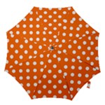 Polka Dots - White on Safety Orange Hook Handle Umbrella (Small)