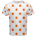 Polka Dots - Safety Orange on White Men s Cotton Tee
