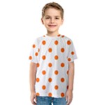 Polka Dots - Safety Orange on White Kid s Sport Mesh Tee