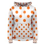 Polka Dots - Safety Orange on White Women s Pullover Hoodie