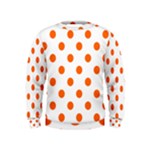 Polka Dots - Safety Orange on White Kid s Sweatshirt
