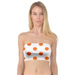 Polka Dots - Safety Orange on White Bandeau Top