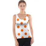 Polka Dots - Safety Orange on White Tank Top