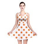 Polka Dots - Safety Orange on White Reversible Skater Dress