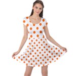 Polka Dots - Safety Orange on White Cap Sleeve Dress