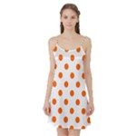 Polka Dots - Safety Orange on White Satin Night Slip