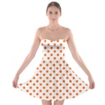 Polka Dots - Safety Orange on White Strapless Bra Top Dress