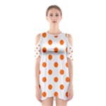 Polka Dots - Safety Orange on White Women s Cutout Shoulder Dress