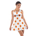 Polka Dots - Safety Orange on White Cotton Racerback Dress
