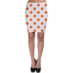 Polka Dots - Safety Orange on White Bodycon Skirt