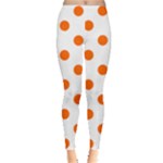 Polka Dots - Safety Orange on White Women s Leggings