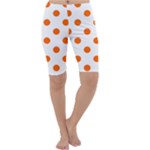 Polka Dots - Safety Orange on White Cropped Leggings