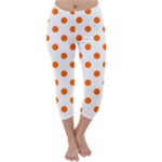 Polka Dots - Safety Orange on White Capri Winter Leggings