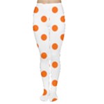 Polka Dots - Safety Orange on White Women s Tights
